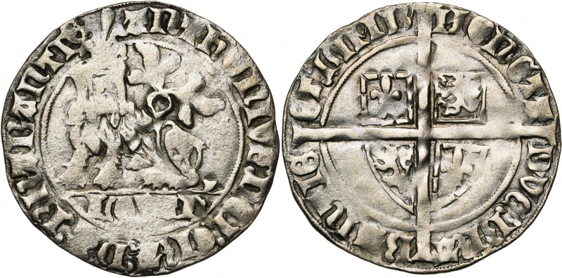 BRABANT, Duché, Antoine de Bourgogne (1406-1415), AR double gros botdrager, 1410...