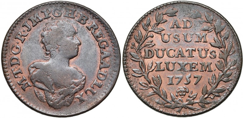 LUXEMBOURG, Duché, Marie-Thérèse (1740-1780), Cu double liard, 1757, Bruxelles. ...