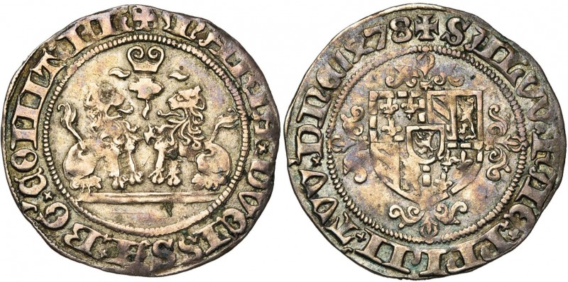 VLAANDEREN, Graafschap, Maria van Bourgondië (1477-1482), AR dubbel vuurijzer, 1...