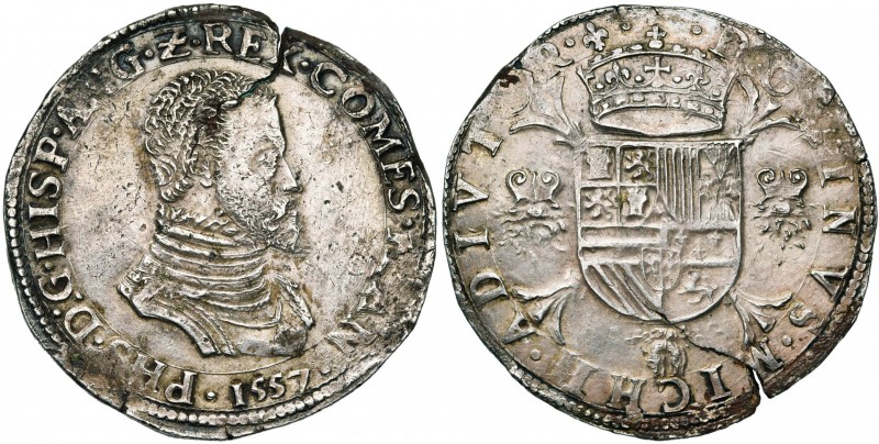 VLAANDEREN, Graafschap, Philips II (1555-1598), AR Philipsdaalder, 1557, Brugge....