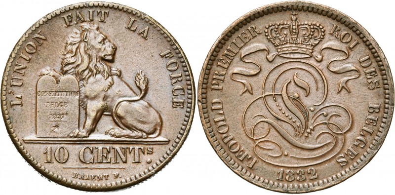 BELGIQUE, Royaume, Léopold Ier (1831-1865), Cu 10 centimes, 1832. BRAEMT F. avec...