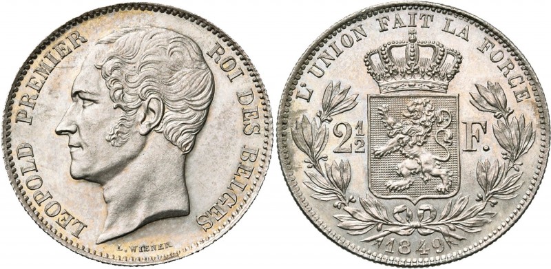 BELGIQUE, Royaume, Léopold Ier (1831-1865), AR 2 1/2 francs, 1849. Grande tête. ...