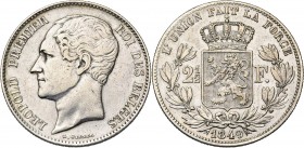 BELGIQUE, Royaume, Léopold Ier (1831-1865), AR 2 1/2 francs, 1849. Grande tête. Dupriez 413.
presque Très Beau (about Very Fine)
