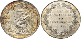 BELGIQUE, Royaume, Léopold Ier (1831-1865), AR 2 francs, 1856FR. 25e anniversaire de l''inauguration du roi. Dupriez 576. Belle patine. Petites taches...