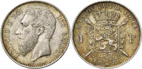 BELGIQUE, Royaume, Léopold II (1865-1909), AR 1 franc, 1881. Dupriez 1226. Rare.
Très Beau (Very Fine)