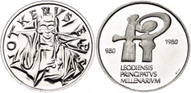BELGIQUE, Royaume, Baudouin (1951-1993), module de 20 francs, 1980. Platine. Millénaire de la principauté de Liège. 8,00g.
Flan poli (Proof)