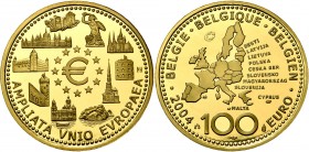 BELGIQUE, Royaume, Albert II (1993-2013), AV 100 euro, 2004. Elargissement de l''Union Européenne. Fr. 445.
Flan poli (Proof)