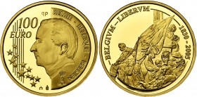 BELGIQUE, Royaume, Albert II (1993-2013), AV 100 euro, 2005. 175e anniversaire de la Belgique. Fr. 447. Ecrin.
Flan poli (Proof)