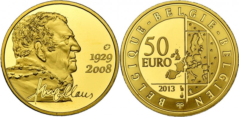 BELGIQUE, Royaume, Albert II (1993-2013), AV 50 euro, 2013. Hugo Claus. Fr. 469....