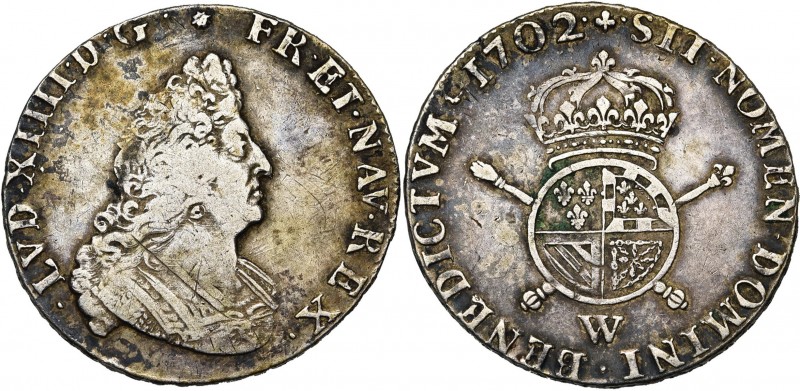 FRANCE, Royaume, Louis XIV (1643-1715), AR demi-écu de Flandre aux insignes, 170...