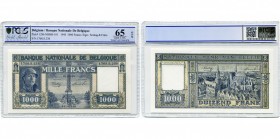 BELGIQUE, Banque Nationale, 1000 francs, 01.03.45. Type Dynastie. M.E. 102b. Gradé PCGS 65 (Gem UNC).
Neuf (Neuf)