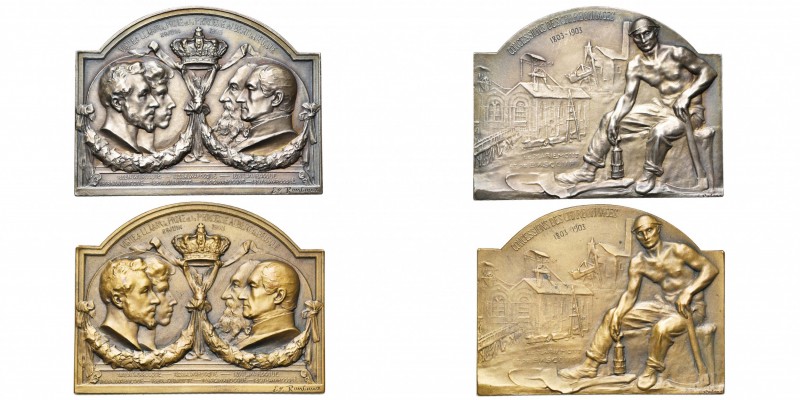 BELGIQUE, plaquette, 1903, Rombaux. Visite du prince Albert aux charbonnages de ...