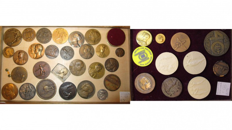 lot de 40 médailles, la plupart de Belgique, dont: 1907, Le comte Goblet d''Alvi...