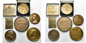 CONGO BELGE, lot de 7 médailles en bronze: 1921, de Bremaecker, Lieutenant-général Baron Jules Jacques de Dixmude; 1938, Darville, Général Georges Mou...