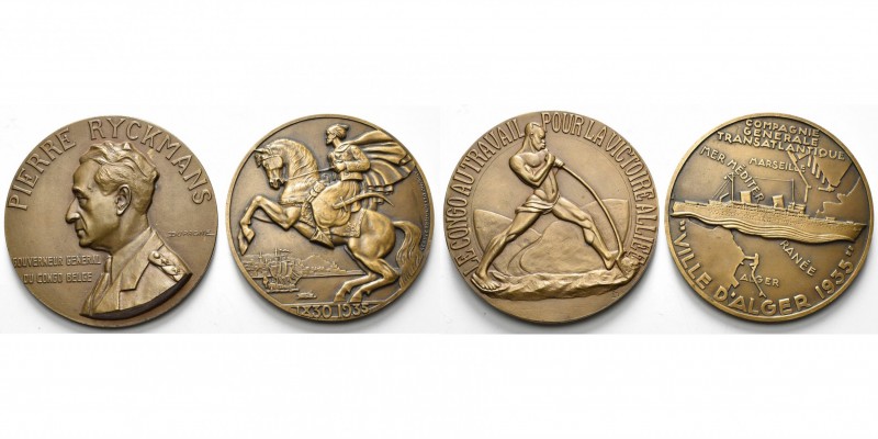 lot de 2 médailles coloniales: France, 1935, Delamarre, Cie Générale Transatlant...