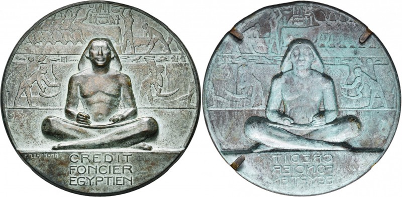 EGYPTE, Cu cliché uniface, s.d. (1930), P.-M. Dammann. Cinquantenaire du Crédit ...