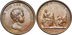 FRANCE, AE médaille, 1646, Mauger. Prise de Dunkerque par le duc d''Enghien. D/ T. enfantine de Louis XIV à d. R/ VIRES HOSTIVM NAVALES ACCISAE Un mat...