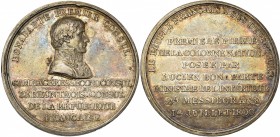 FRANCE, AR médaille, 1800, Duvivier. Pose de la première pierre de la colonne nationale Place Vendôme. D/ B. de Bonaparte à d., en uniforme. R/ Inscri...
