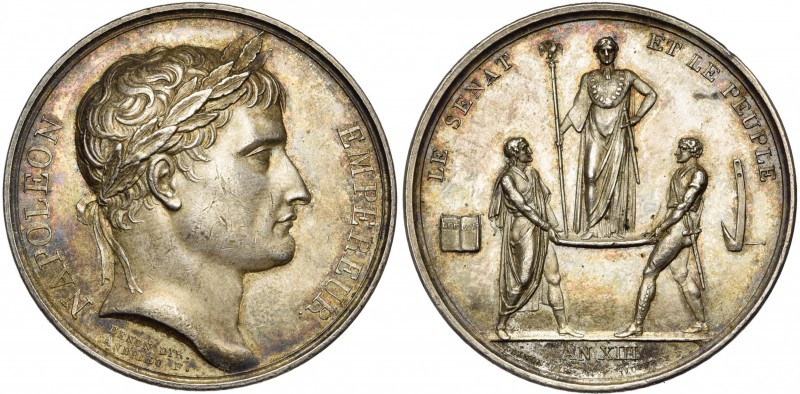 FRANCE, AR médaille, 1804 (an 13), Andrieu & Jeuffroy. Couronnement de Napoléon ...
