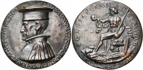 ITALIE, AE médaille, s.d. (1462 ?), Sperandio de Mantoue. Bartolommeo Pendaglia, riche marchand de Ferrare. D/ B. à g., coiffé d''un mortier. R/ CAESA...