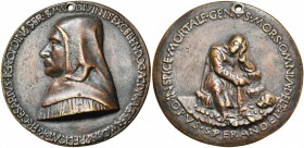ITALIE, AE médaille, s.d. (1467), Sperandio de Mantoue. Fra Cesario Contughi de l''ordre des Servites de Ferrare. D/ B. à g., coiffé d''un capuchon. R...