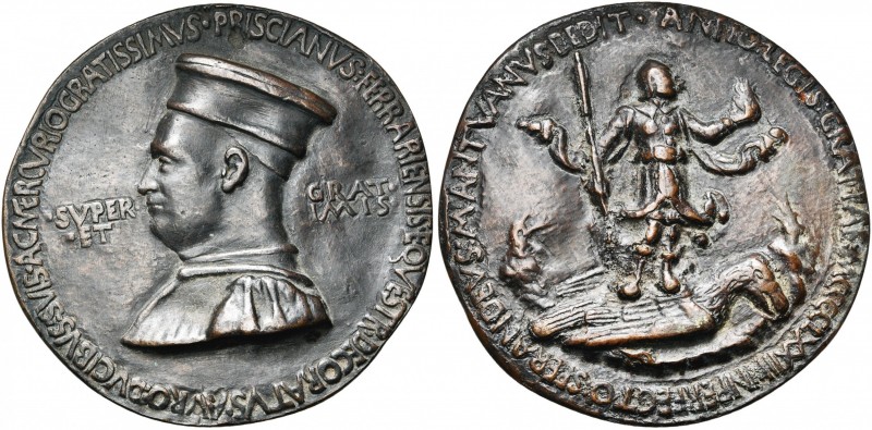 ITALIE, AE médaille, 1473, Sperandio de Mantoue. Pellegrino Prisciani, conseille...