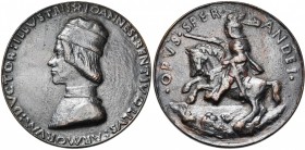ITALIE, AE médaille, s.d. (1478), Sperandio de Mantoue. Giovanni Bentivoglio, prince de Bologne (1462-1506). D/ B. à g., coiffé d''un bonnet. R/ OPVS ...