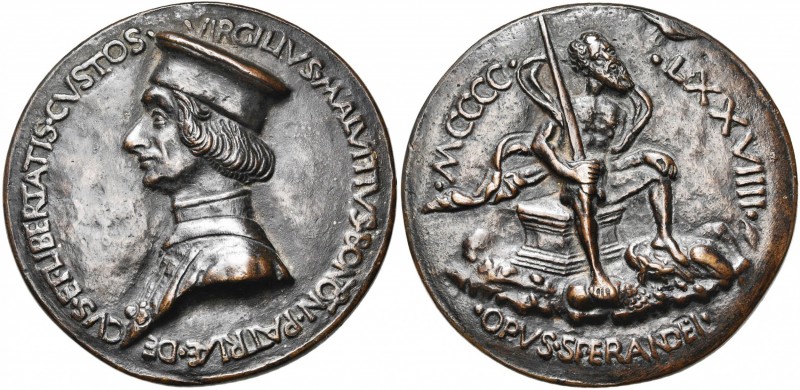 ITALIE, AE médaille, 1479, Sperandio de Mantoue. Virgilio Malvezzi de Bologne. D...