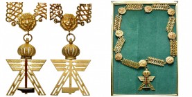 BELGIQUE, collier de doyen d’honneur du travail, modèle de 1930. Fabrication Fonson.
La 1e exposition nationale du travail fut organisée au Cinquante...