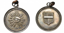BELGIQUE, insigne de commissaire adjoint de police de Louvain. Argent, 49 mm, avec bélière et anneau. Rare.
Très Beau (Very Fine)