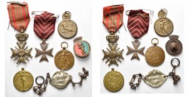 BELGIQUE, lot de 5 décorations relatives à la guerre 1914-1918: croix de guerre, croix des déportés, médaille de l’Yser sans ruban, médaille de la Vic...