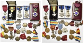 BELGIQUE, lot de 17 décorations relatives à la guerre 1914-1918: Ordre de la Couronne (3), Ordre de Léopold II (2), croix civique 1914-1918, croix de ...