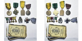 BELGIQUE, lot de 5 décorations et une barrette avec les cinq miniatures afférentes attribuées au sergent Willy Muylle: croix des Evadés 1940-1945, cro...