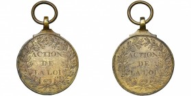 FRANCE, AE médaille, après 1791. Insigne d''huissier et d''exécuteur de jugements. D/ ACTION/ DE/ LA LOI dans une couronne. R/ ACTION/ DE/ LA LOI dans...