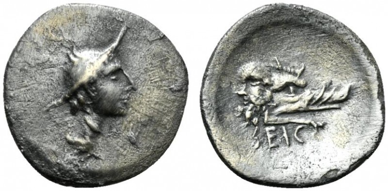 Latium, Signia, Obol, ca. 280-275 BC; AR (g 0,58; mm 11; h 6); Head of Mercury r...