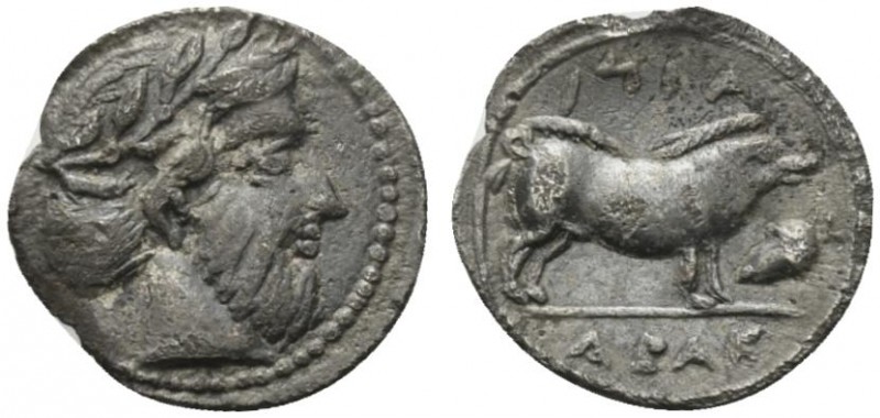 Sicily, Abakainon, Litra, ca. 440-430 BC; AR (g 0,72; mm 12; h 4); Laureate head...