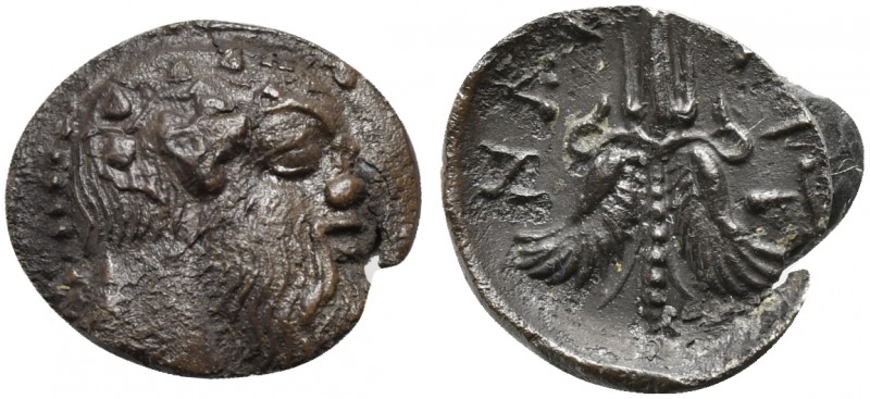 Sicily, Aitna, Litra, ca. 476-461 BC; AR (g 0,42; mm 9; h 11); Ivy-wreathed head...