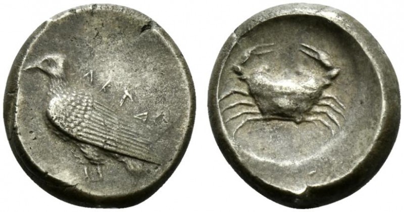 Sicily, Akragas, Didrachm, ca. 488-478 BC; AR (g 8,54; mm 20; h 1); AKRA, eagle ...
