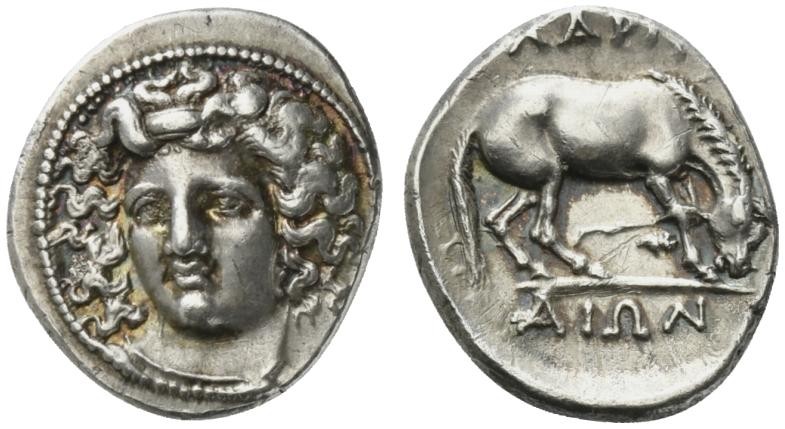 Thessaly, Larissa, Drachm, ca. 356-342 BC; AR (g 6,17; mm 20; h 6); Head of the ...