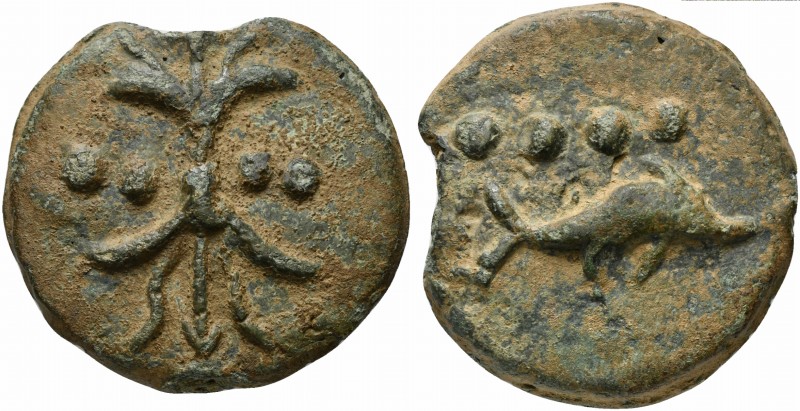 Roman Republic, Dioscuri/Mercury series, Cast Triens, Rome, ca. 280 BC; AE (g 11...