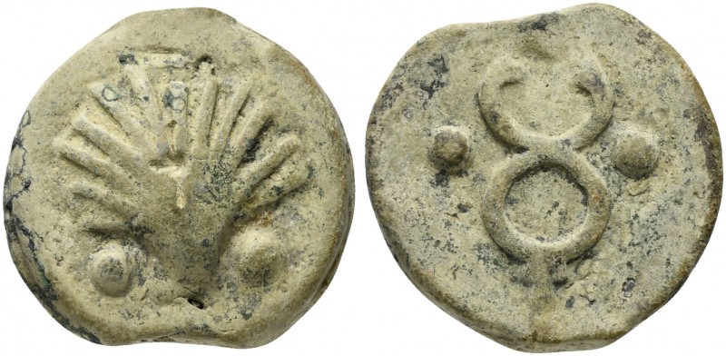 Roman Republic, Dioscuri/Mercury series, Cast Sextans, Rome, ca. 280 BC; AE (g 5...