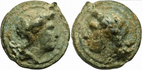 Roman Republic, Apollo/Apollo series, Cast As, Rome, ca. 270 BC; AE (g 325; mm 64; h 12); Diademed head of Apollo r; above, I, Rv. Same type l. Crawfo...