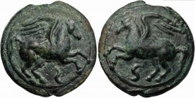 Roman Republic, Apollo/Apollo series, Cast Semis, Rome, ca. 270 BC; AE (g 161; mm 51; h 12); Pegasus flying r.; below, S, Rv. Same type l. Crawford 18...