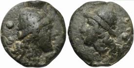 Roman Republic, Apollo/Apollo series, Cast Sextans, Rome, ca. 270 BC; AE (g 58; mm 34; h 12); Head of Dioscurus r., wearing pileus; behind, °°, Rv. Sa...
