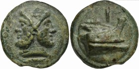 Roman Republic, Janus/Prow to r. series, Cast As, Rome, ca. 225-217 BC; AE (g 259; mm 65; h 12); Laureate and bearded head of Janus; below, __, Rv. Pr...