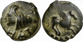 Picenum, Cast Quincunx, Hatria, ca. 275-225 BC; AE (g 157; mm 57; h 12); Female head emerging murex shell l.; below, HAT; above, letter (?), Rv. Pegas...