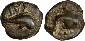 Picenum, Cast Teruncius, Hatria, ca. 275-225 BC; AE (g 157; mm 57; h 12); Fish r.; above, HAT, Rv. Stingray r.; below, °°°. HNItaly 14; ICC 239.
Rare,...