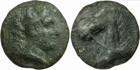Uncertain Apulian mint (Luceria ?), Cast As, ca. 275-225 BC; AE (g 318; mm 65; h 12); Head of young Hercules r., wearing lion's skin, Rv. Head of brid...