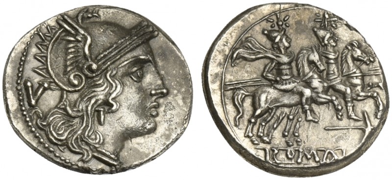 Dolabella series, Quinarius, Sicily, ca. 209-208 BC; AR (g 2,12; mm 15; h 5); He...