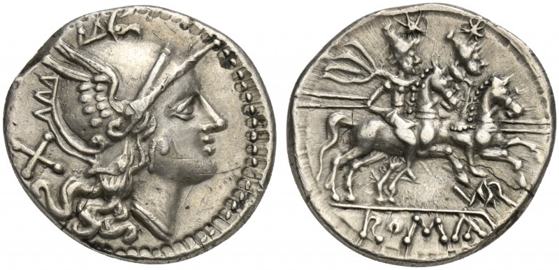 A. Terentius Varro, Denarius, Uncertain mint, ca. 206-200 BC; AR (g 3,58; mm 18;...